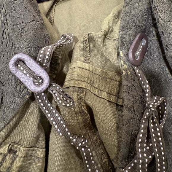 Anthropologie Hei Hei olive green anorak jacket medium lace detail lightweight - Picture 7 of 8